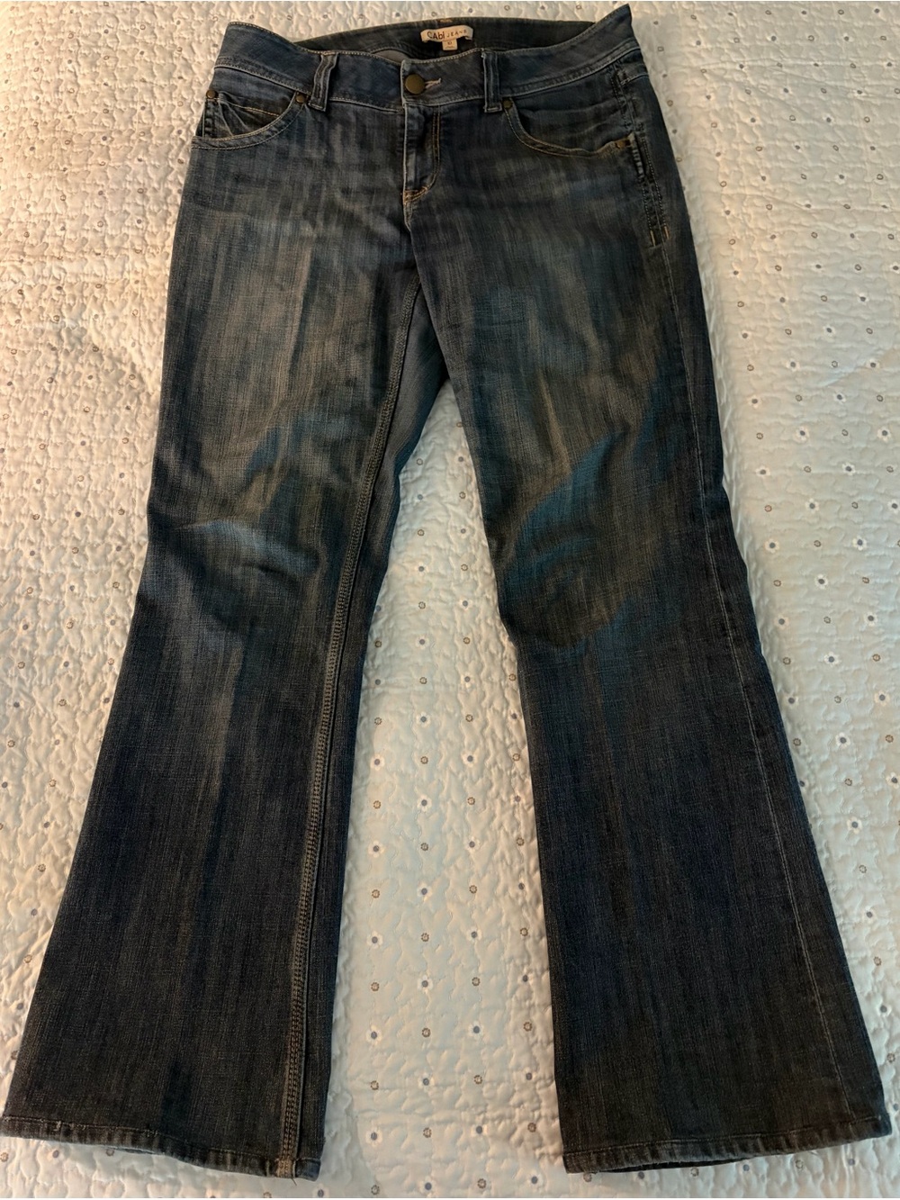 Cabby Stretch Jeans Vintage Dark Indigo Wash Mid rise Bootcut Style 638L Size 10